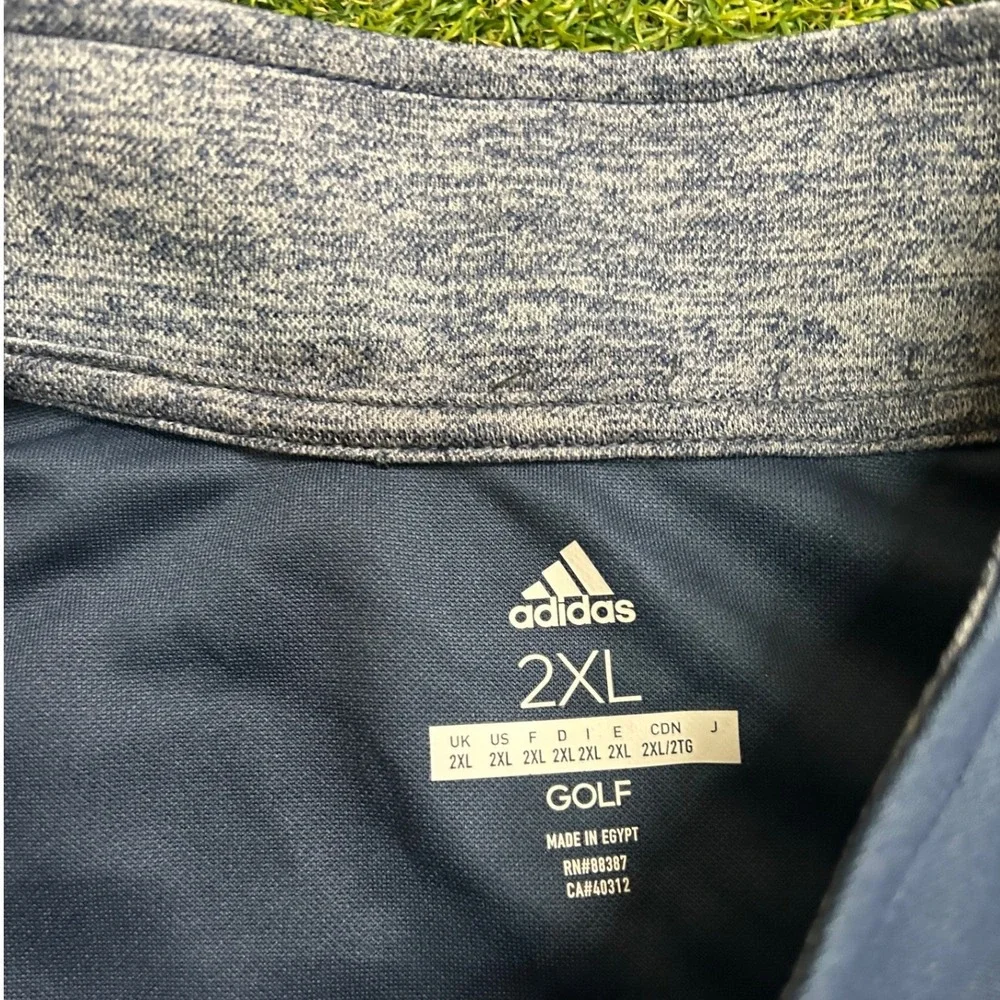 Adidas Golf Mens 2XL Blue Heathered Quarter Zip Pullover Long Sleeve Shirt